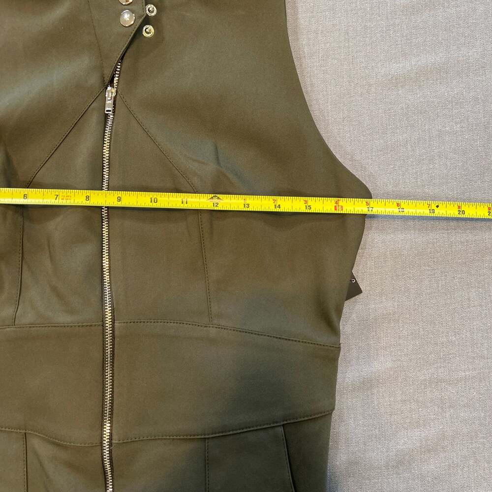New York & Company Olive Green Sleeveless Zip-Front Utility Sheath Dress Sz 6 - Picture 6 of 7